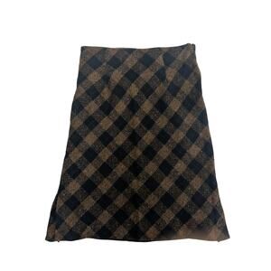 Carol Anderson Collection brown black checkered Pencil Skirt dark 90s academia
